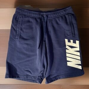 Nike Fleece Shorts Men's Large Blue Drawstring Athletic Logo